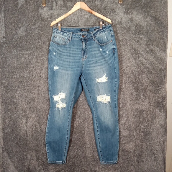 Judy Blue High Waist Skinny Lemon Patch Denium Womens 16w - Picture 3 of 13